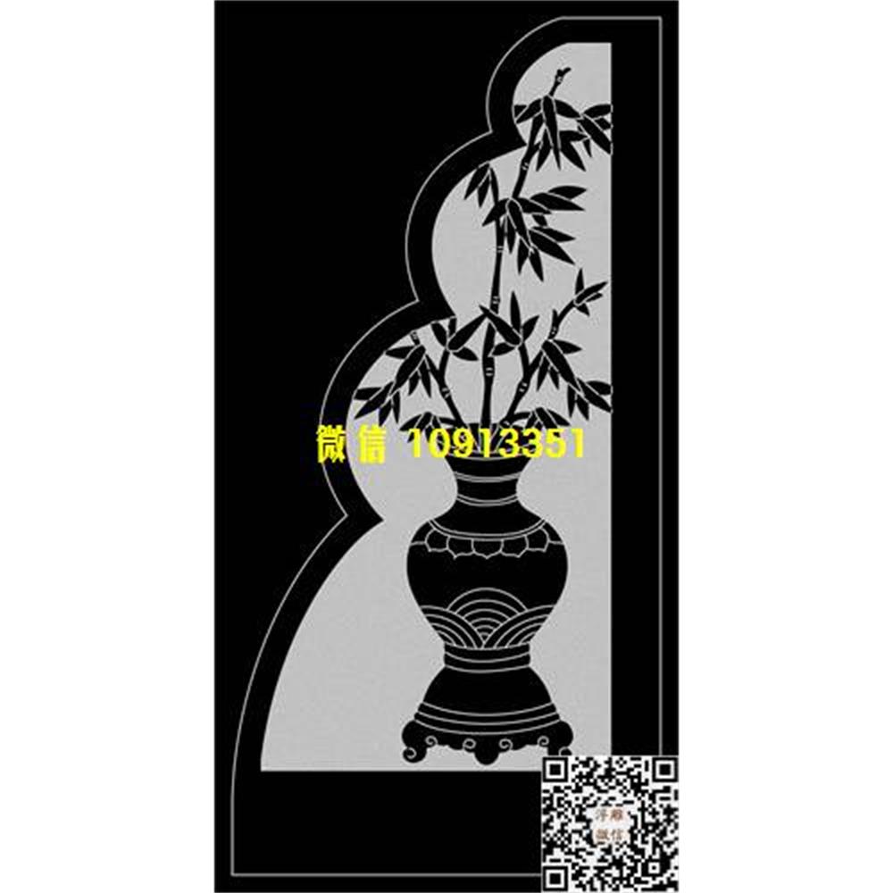 精雕图26竹子花瓶抱鼓精雕图线雕图线条图单线铣底图_电脑雕刻plt文泰矢量图精雕图浮雕图